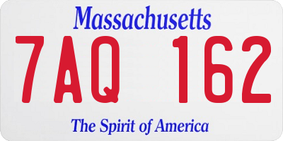 MA license plate 7AQ162