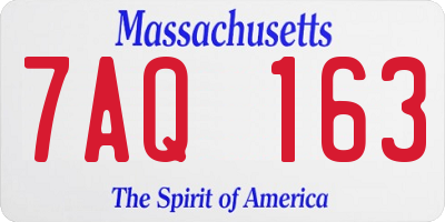MA license plate 7AQ163