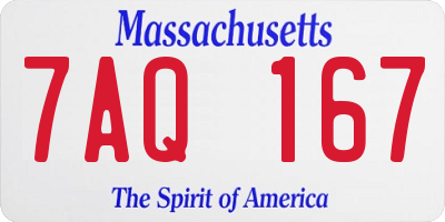 MA license plate 7AQ167