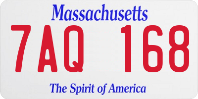 MA license plate 7AQ168