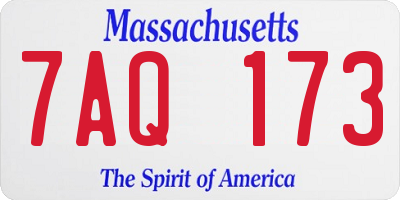 MA license plate 7AQ173