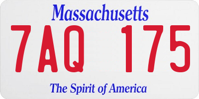 MA license plate 7AQ175