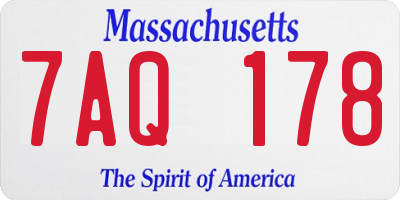 MA license plate 7AQ178