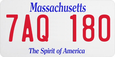 MA license plate 7AQ180