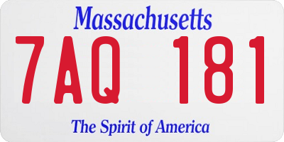 MA license plate 7AQ181