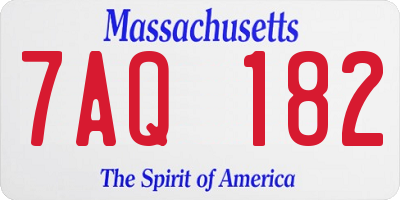 MA license plate 7AQ182