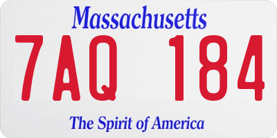 MA license plate 7AQ184