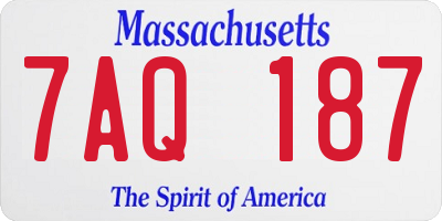 MA license plate 7AQ187