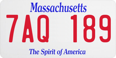 MA license plate 7AQ189