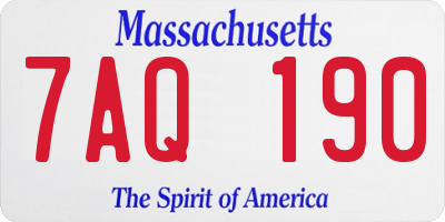 MA license plate 7AQ190