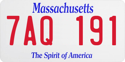 MA license plate 7AQ191