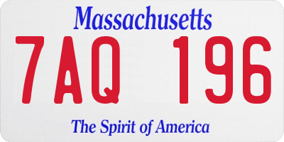 MA license plate 7AQ196
