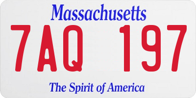 MA license plate 7AQ197