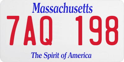 MA license plate 7AQ198