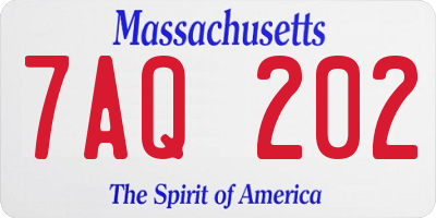 MA license plate 7AQ202