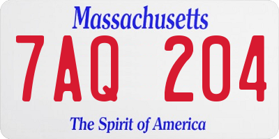 MA license plate 7AQ204
