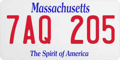 MA license plate 7AQ205