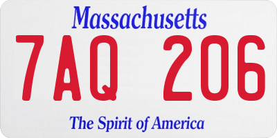 MA license plate 7AQ206