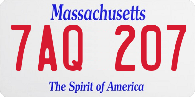 MA license plate 7AQ207