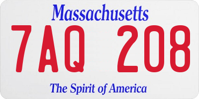 MA license plate 7AQ208