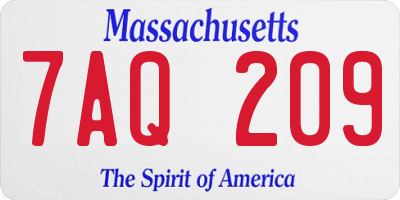 MA license plate 7AQ209