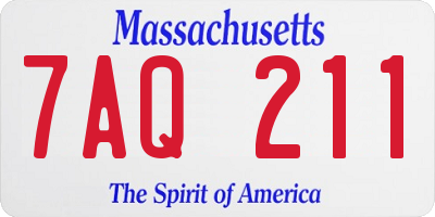 MA license plate 7AQ211