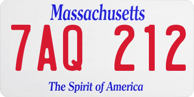 MA license plate 7AQ212