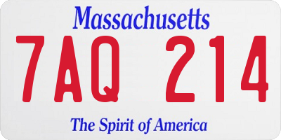 MA license plate 7AQ214