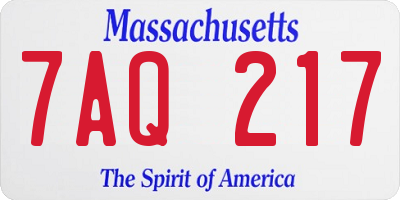 MA license plate 7AQ217