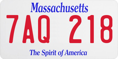 MA license plate 7AQ218