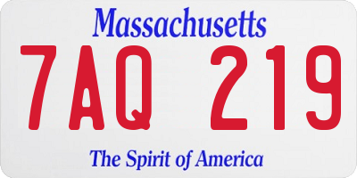 MA license plate 7AQ219