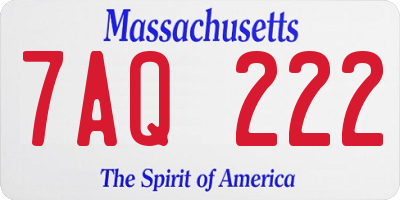 MA license plate 7AQ222