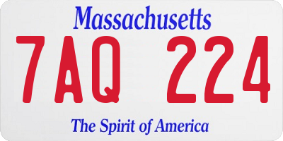 MA license plate 7AQ224