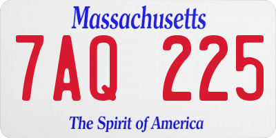 MA license plate 7AQ225