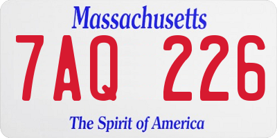 MA license plate 7AQ226