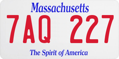 MA license plate 7AQ227