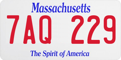 MA license plate 7AQ229