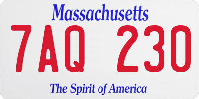 MA license plate 7AQ230