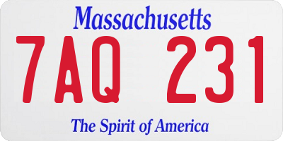 MA license plate 7AQ231