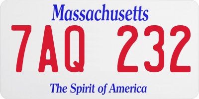 MA license plate 7AQ232