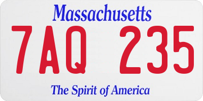MA license plate 7AQ235