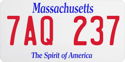 MA license plate 7AQ237