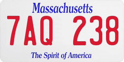 MA license plate 7AQ238