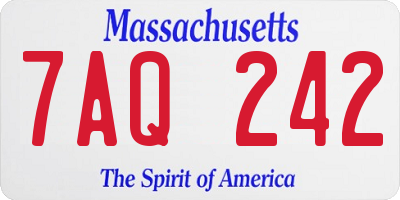 MA license plate 7AQ242