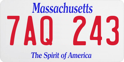 MA license plate 7AQ243