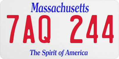 MA license plate 7AQ244