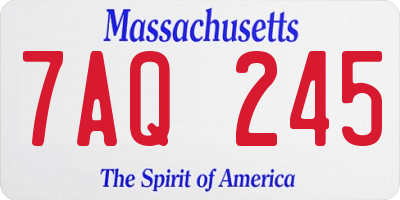 MA license plate 7AQ245