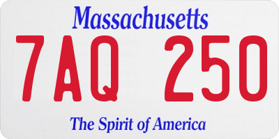 MA license plate 7AQ250