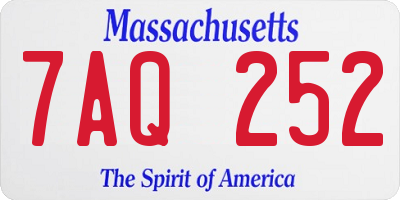 MA license plate 7AQ252