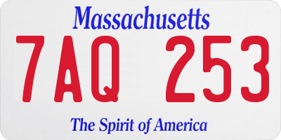 MA license plate 7AQ253